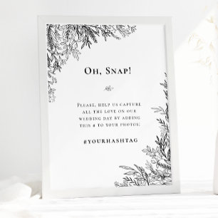 Poster Hashtag Mariage blanc et noir
