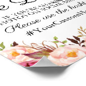 Poster Hashtag Mariage rose rustique Signer Partager l'am (Coin)