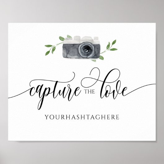 Poster Hashtag mariage Sign Share Love Aquarelle Camera (Devant)