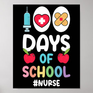 Poster Hashtag Nurse Happy 100 jours d'école Nurse