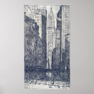 Poster Hassam - Battery Park