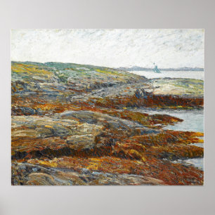 Poster Hassam - Côte de Land's End en Maine 1900