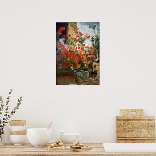 Poster Hassam - Geraniums 1888 (Cuisine)