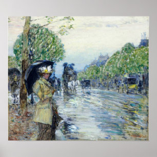 Poster Hassam - Jour de pluie. Sur l'avenue 1893
