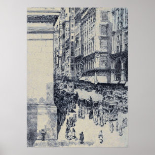 Poster Hassam - Midi sur la Cinquième Avenue