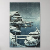 Poster Hasui Kawase Winter Snow Lake Scene Print (Devant)