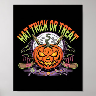 Poster Hat Trick Or Treat Ice Hockey Halloween Fun _1 