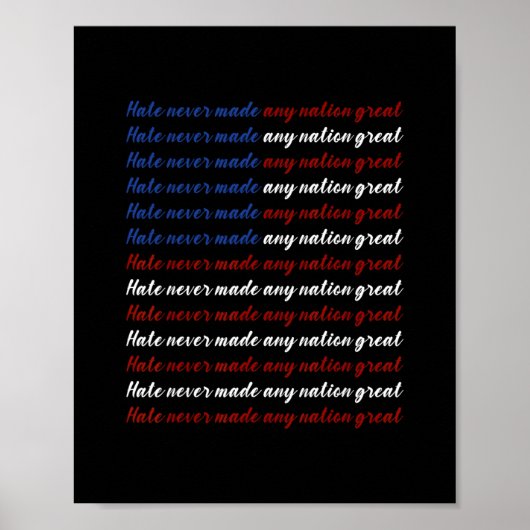 Poster Hate Never Made Any Nation Great 4th Of July  (Devant)