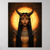 Poster Hathor Egyptienne Corned Goddess Gold Brown Art (Devant)