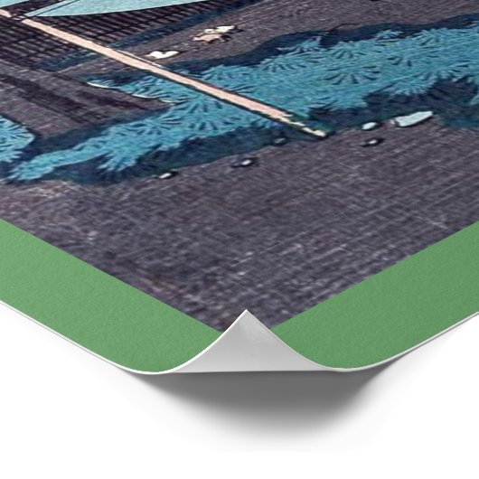 Poster Hatsune équitation parc, par Ando, Hiroshige (Coin)