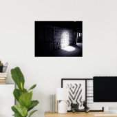 Poster Hauning lumière sur le mur de la grange de pierre (Bureau à domicile)