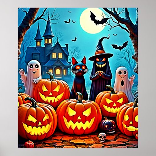 Poster Haunted Halloween conception de nuit (Devant)