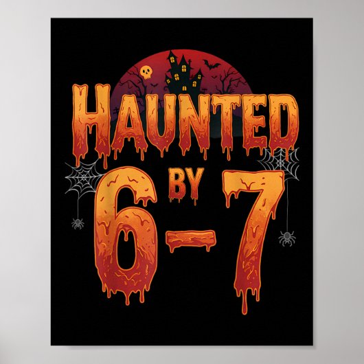 Poster Haunted Halloween Skeleton Haunted Six Seven Numbe (Devant)