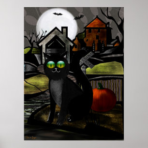 Poster Haunted Hills Folk Art HALLOWEEN