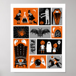 Poster Haunted House Halloween illustration