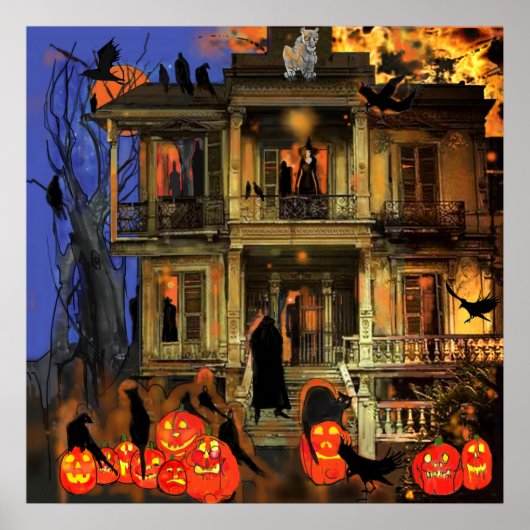 Poster Haunted House  Spooky Characters Halloween Nite (Devant)