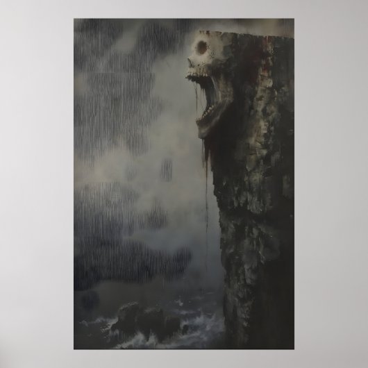 Poster Haunting Cliff Skull Art Printable, Gothic (Devant)