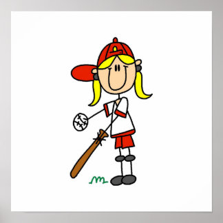 Poster Haut À Bat Girl Stick Figure Cadeaux De Baseball