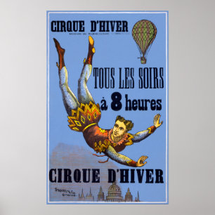 Poster Haut cirque vintage de Français de ballon de piqué