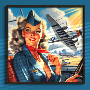 Poster Haut de la pince de l'aviation vintage