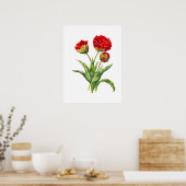 Poster Haut détail réaliste fleurs rouges (Cuisine)