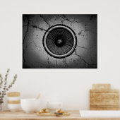 Poster Haut-parleur de musique sur un mur fissuré (Cuisine)