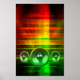 Poster Haut-parleurs de musique colorés