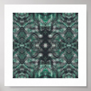 Poster Hauteurs d'art abstrait aquarelle vert foncé