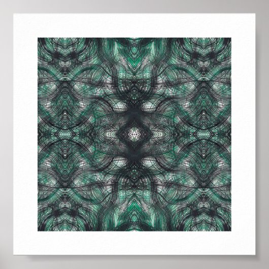 Poster Hauteurs d'art abstrait aquarelle vert foncé (Devant)