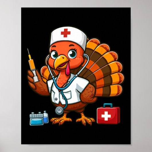Poster Hauts de scrub de Thanksgiving Femmes Filles Dinde (Devant)