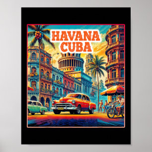 Poster Havana Cuba Chemises Famille Voyage Tourisme Vinta