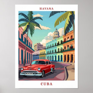 Poster Havana Cuba Élégant Vintage voyage d'art