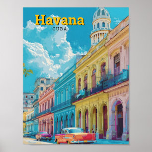 Poster Havana Cuba Vintage voyage d'art