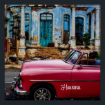 Poster Havana Cuba Voiture rouge Vintage<br><div class="desc">Havana Cuba Voiture rouge Vintage</div>