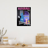 Poster Havane, Cuba, soirées dansantes, compagnie aérienn (Cuisine)