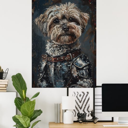 Poster Havanese Dog In Armor (Bureau à domicile)
