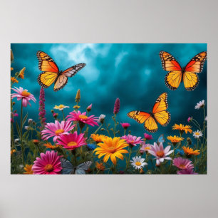 Poster Havre de fleur de papillon - Harmonie florale vibr