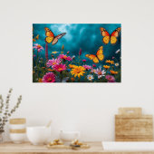 Poster Havre de fleur de papillon - Harmonie florale vibr (Cuisine)