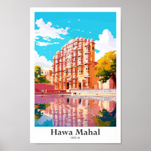 Poster Hawa Mahal Inde Illustration Vintage Voyage