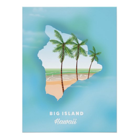Poster Hawaï Grande île (Devant)