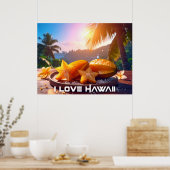 POSTER HAWAÏ - J'AIME HAWAÏ (Cuisine)