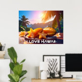 POSTER HAWAÏ - J'AIME HAWAÏ (Bureau à domicile)
