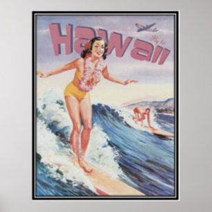 Poster Hawaï vintage, Etats-Unis -