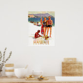 Poster Hawaii, couple en vacances sur la côte (Cuisine)