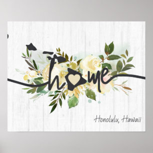 Poster Hawaii État Personnalisé Votre Ville Rustique