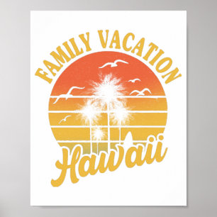 Poster Hawaii Famille Vacation 2022 Souvenir Cadeau