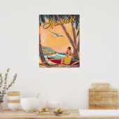 Poster Hawaii, fille hula sur la côte tropicale, compagni (Cuisine)
