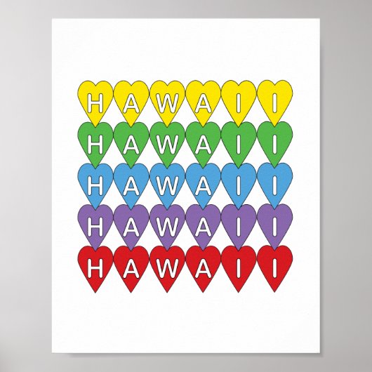 Poster Hawaii Hearts Rainbow (Devant)