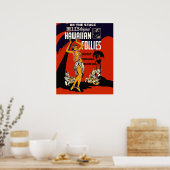 Poster Hawaii hula fille, danse traditionnelle, musique, (Cuisine)