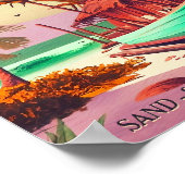 Poster Hawaii île tropicale coucher de soleil palmier Sou (Coin)